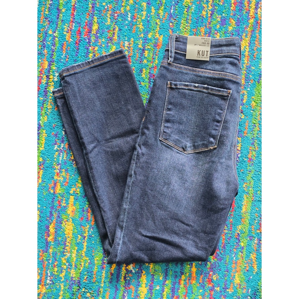 NWT Kut from the Kloth‎ Reese Jeans Dark Wash Fab Ab Straight Ankle Womens 4